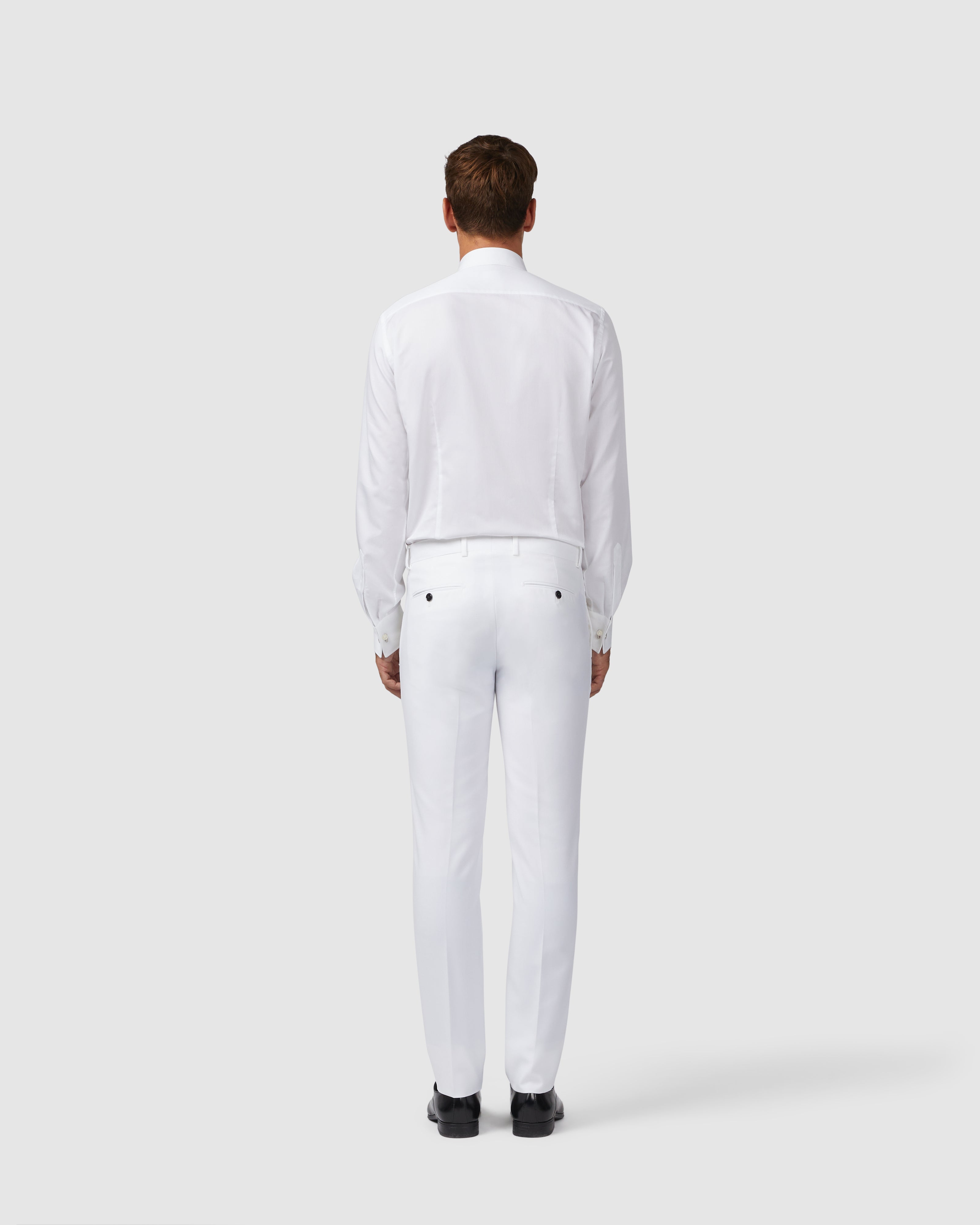 Camicia strutturata bianca di cotone con collo italiano