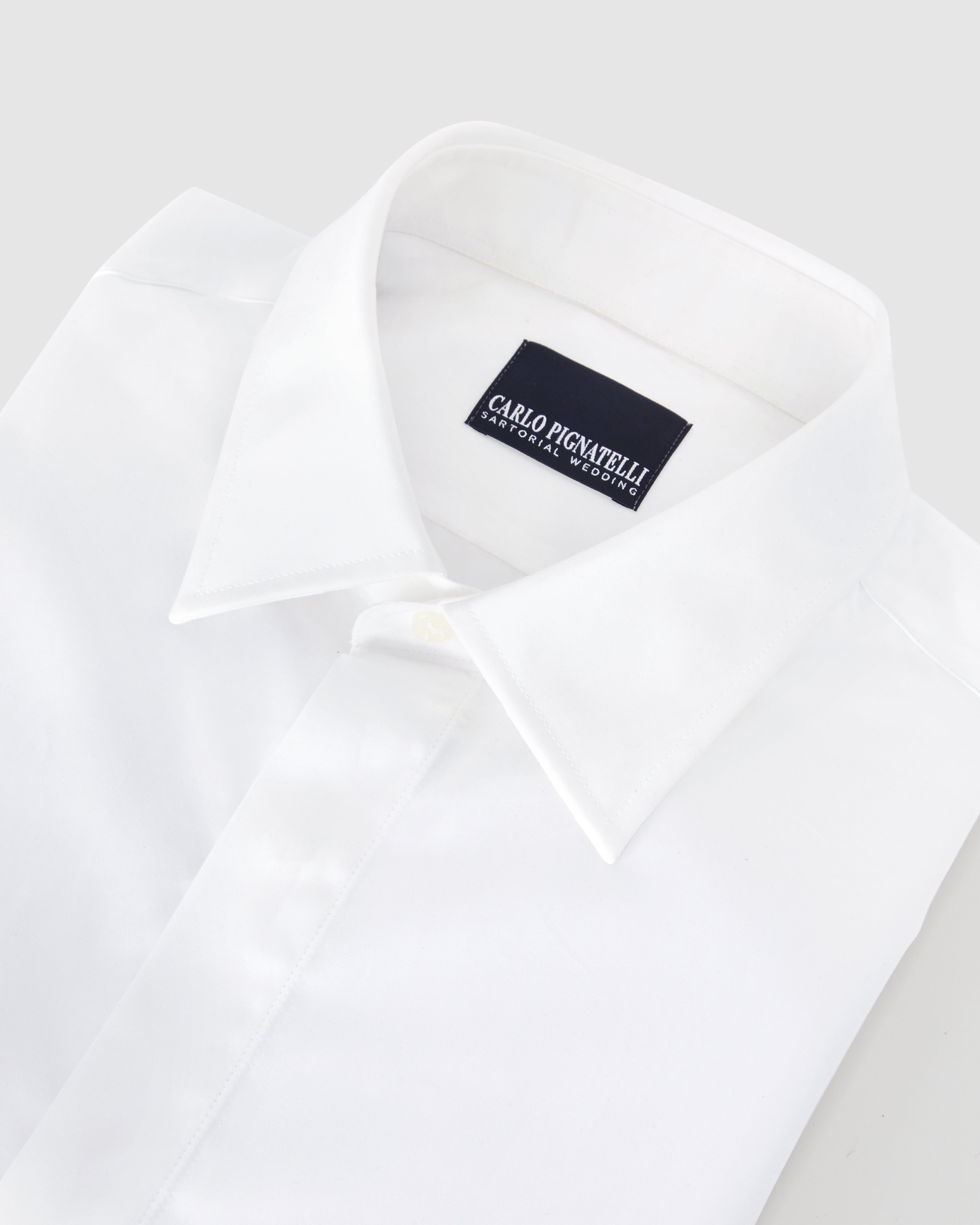 Camicia bianca in twill di cotone con collo italiano