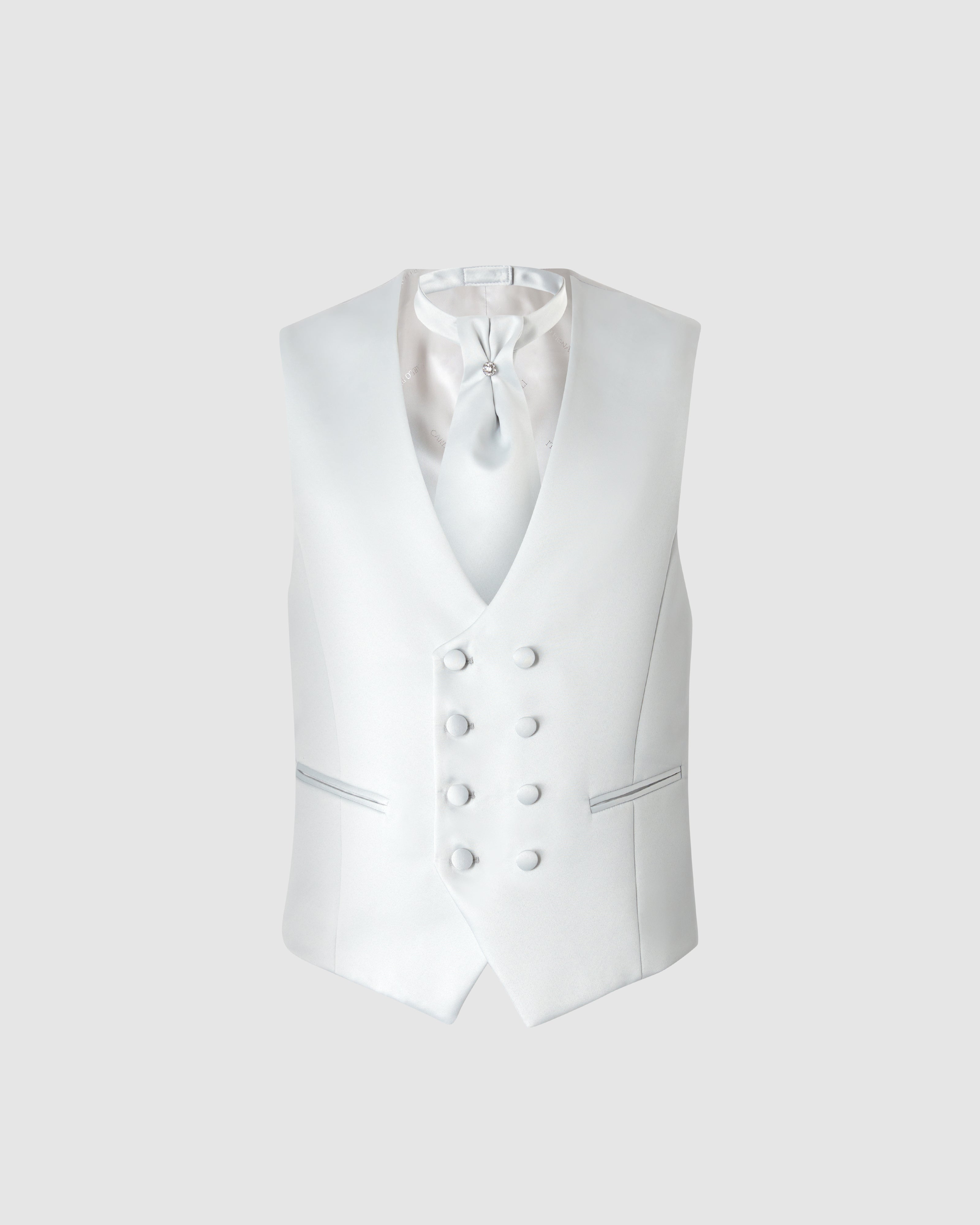 Gilet grigio perla 8 bottoni con ascot abbinato