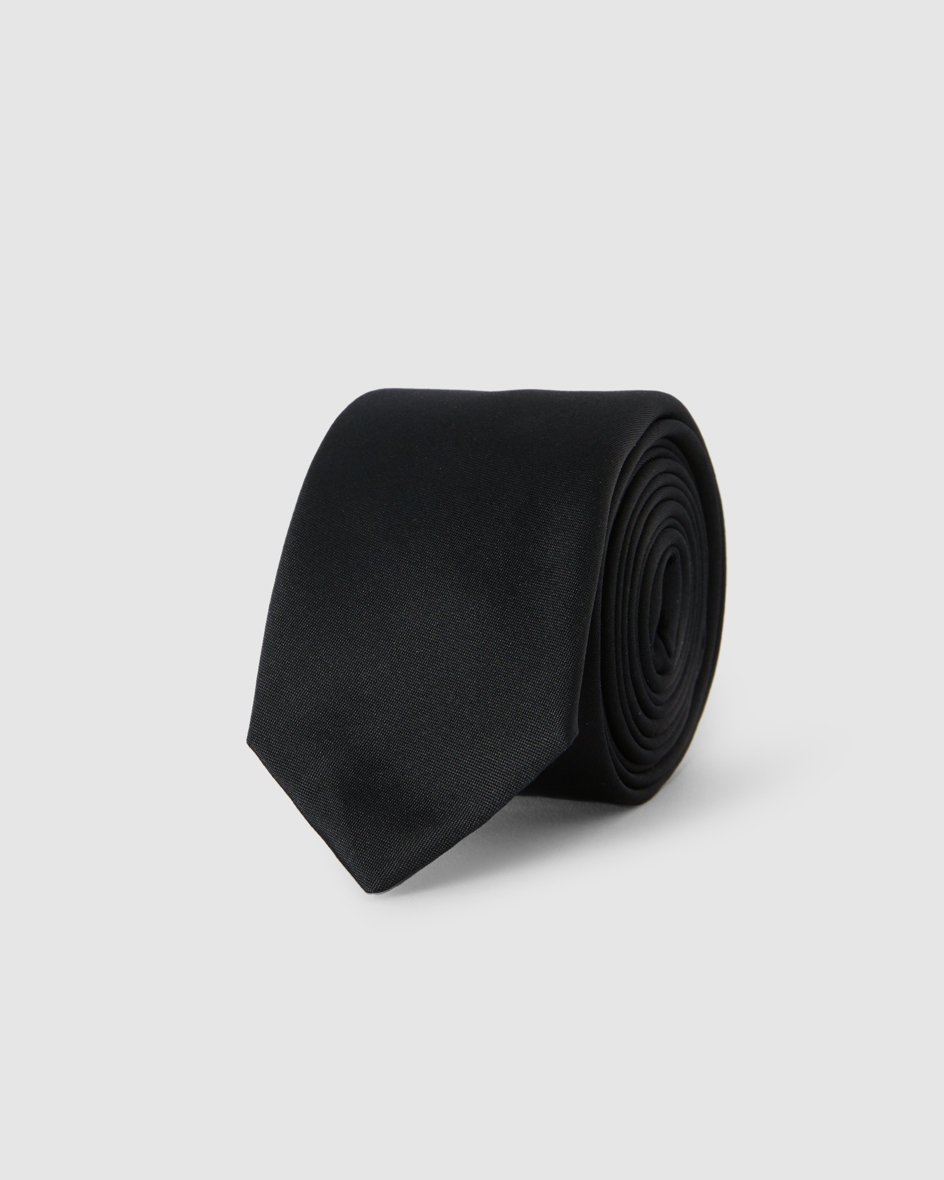 Black silk tie with logo