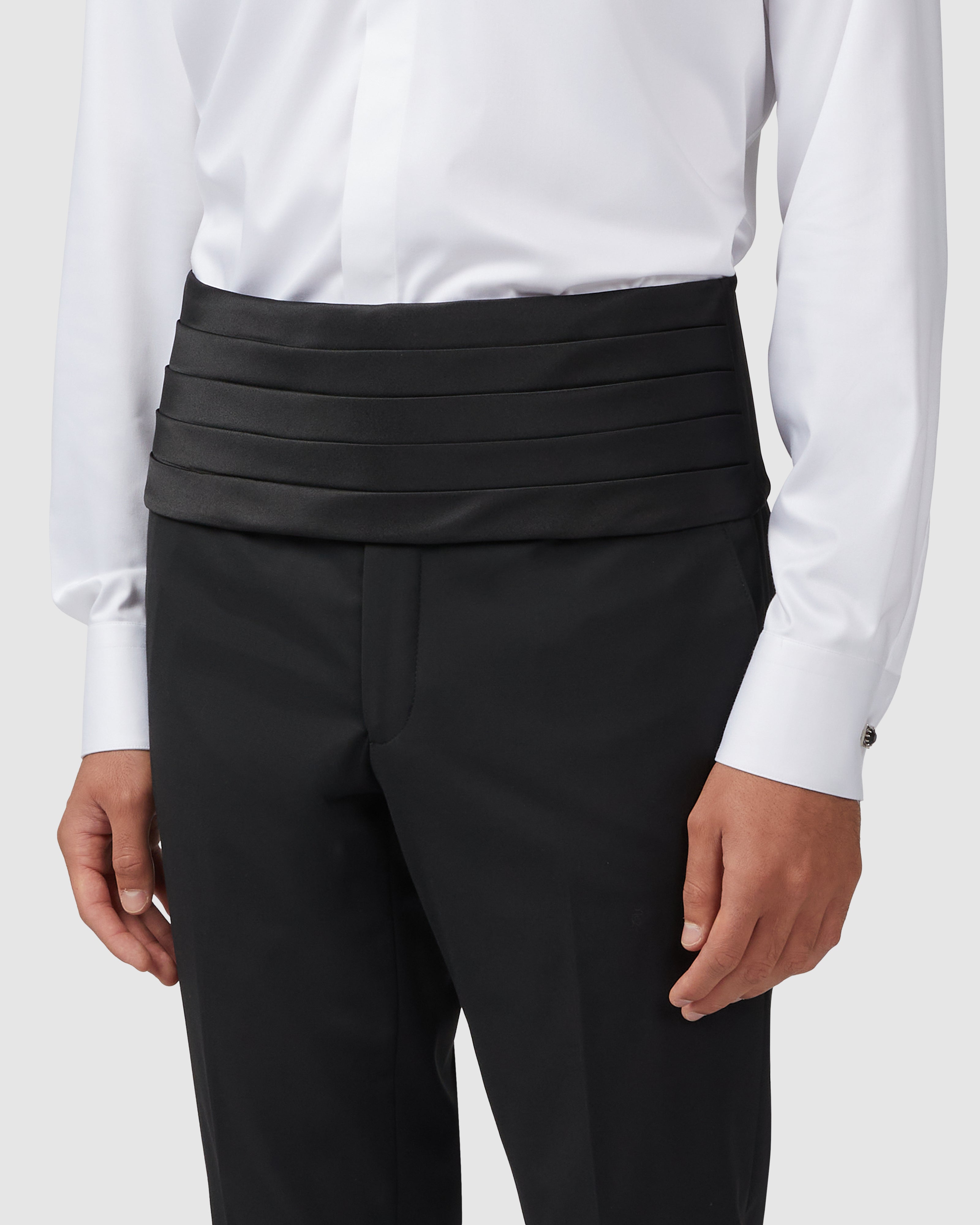 Black pleated satin cummerbund