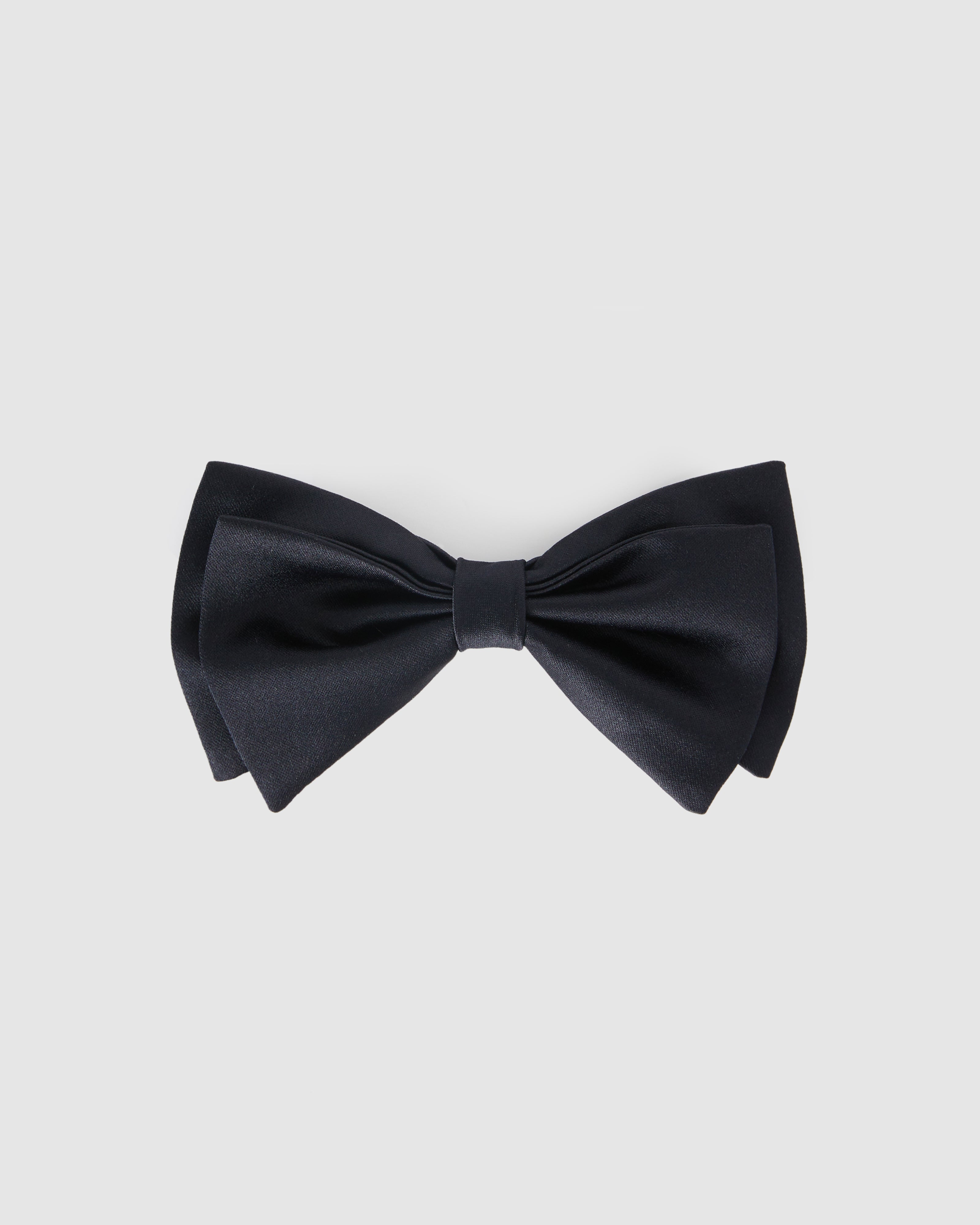 Dark blue satin bow tie