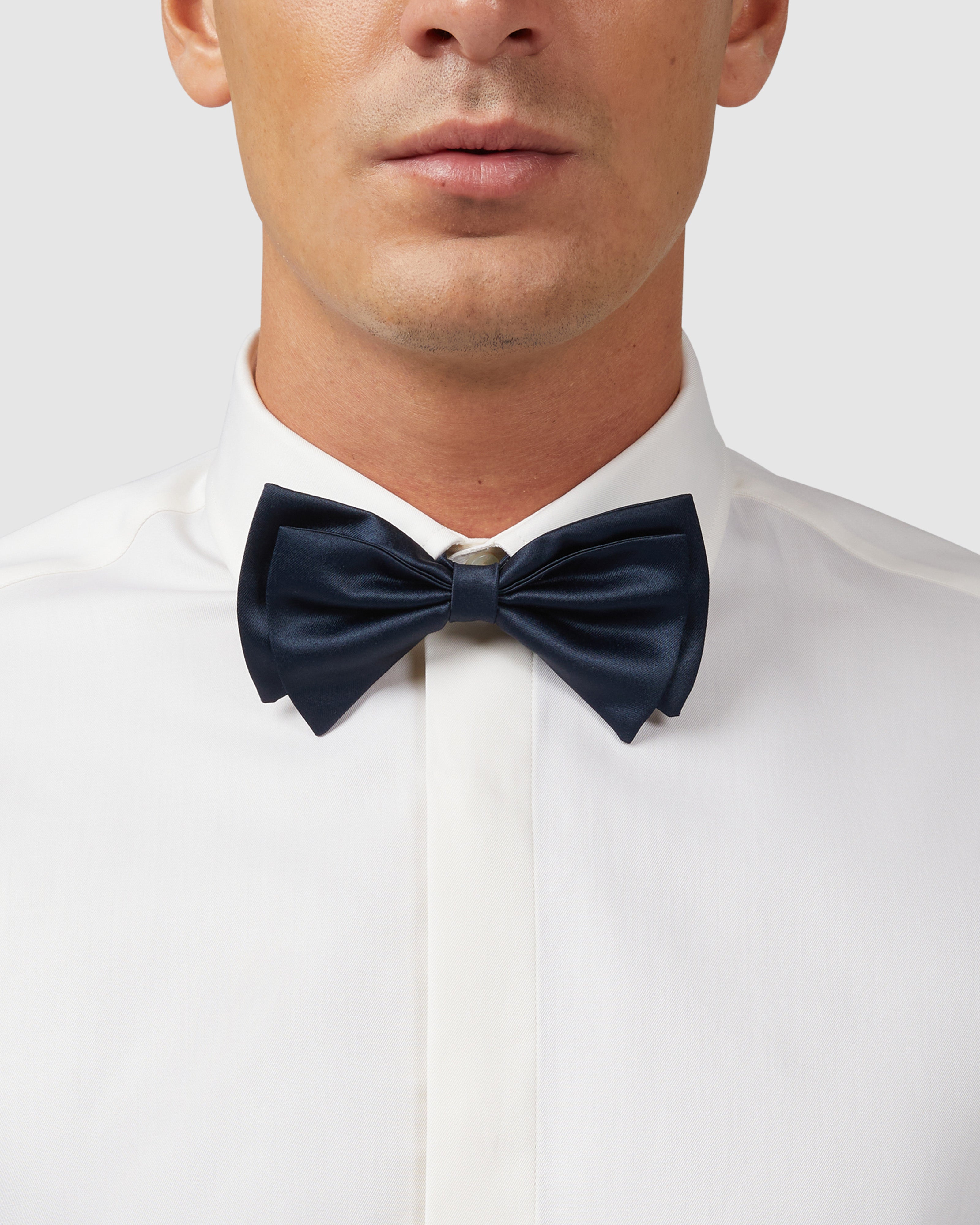 Blue satin bow tie
