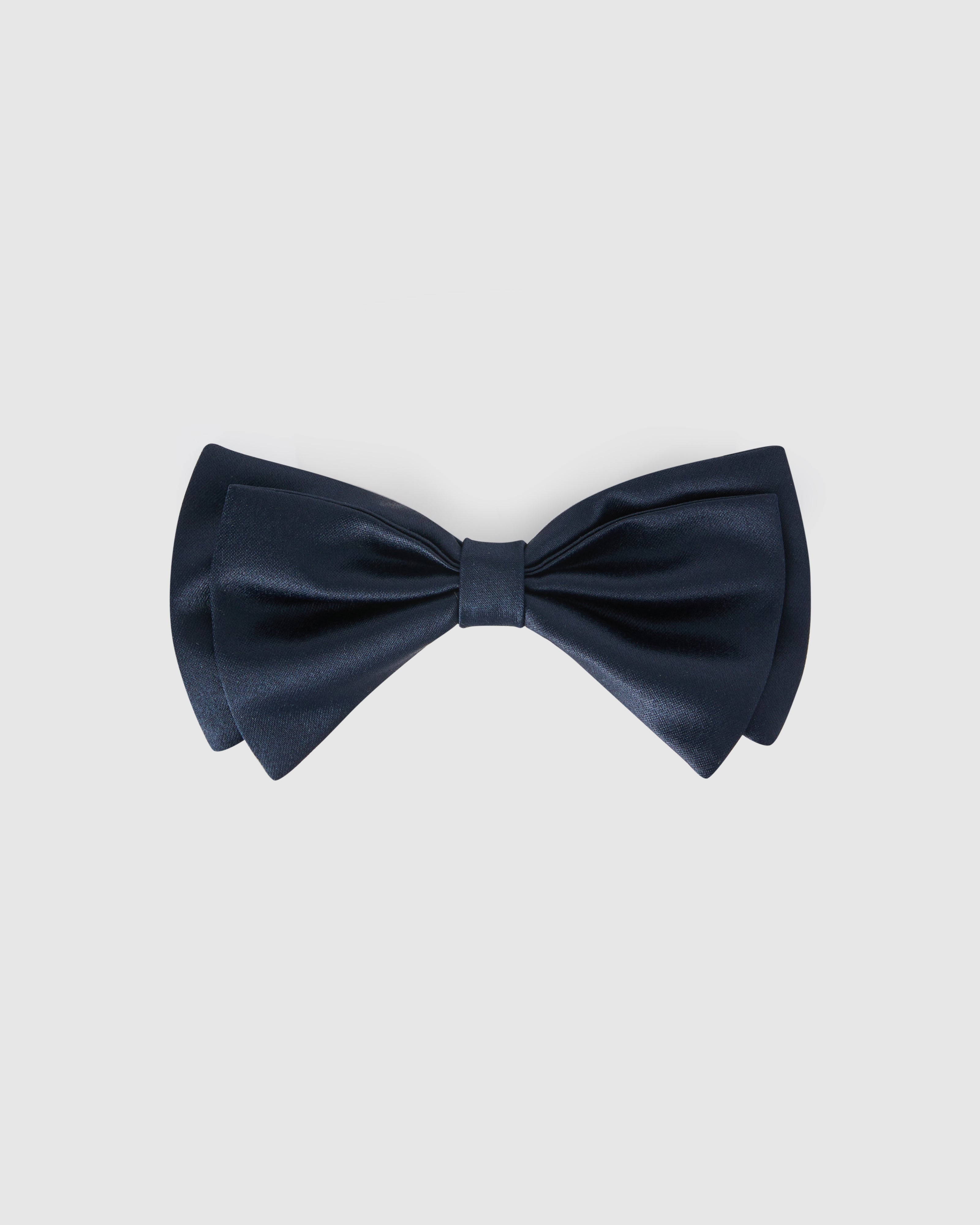 Blue satin bow tie