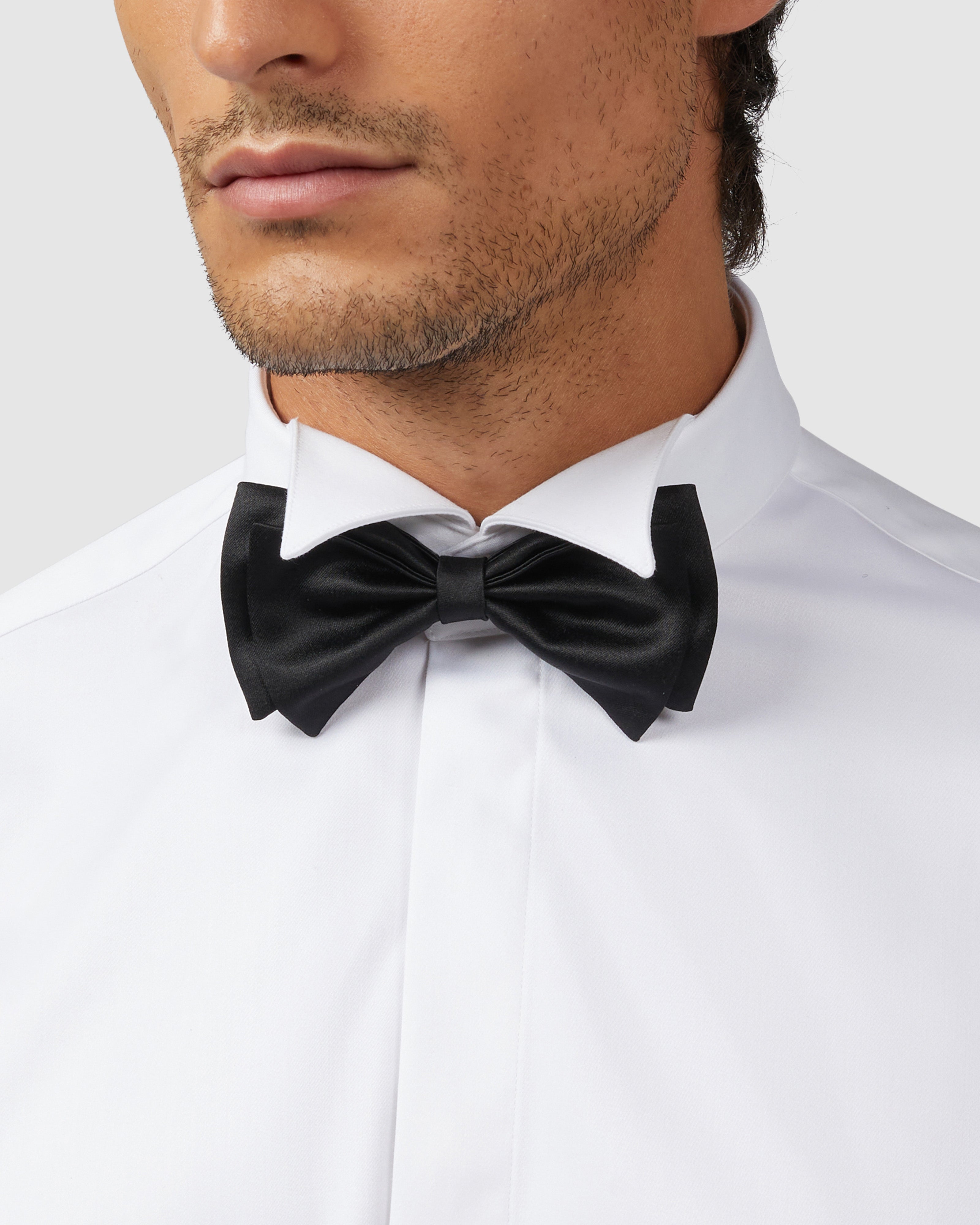 Black satin bow tie
