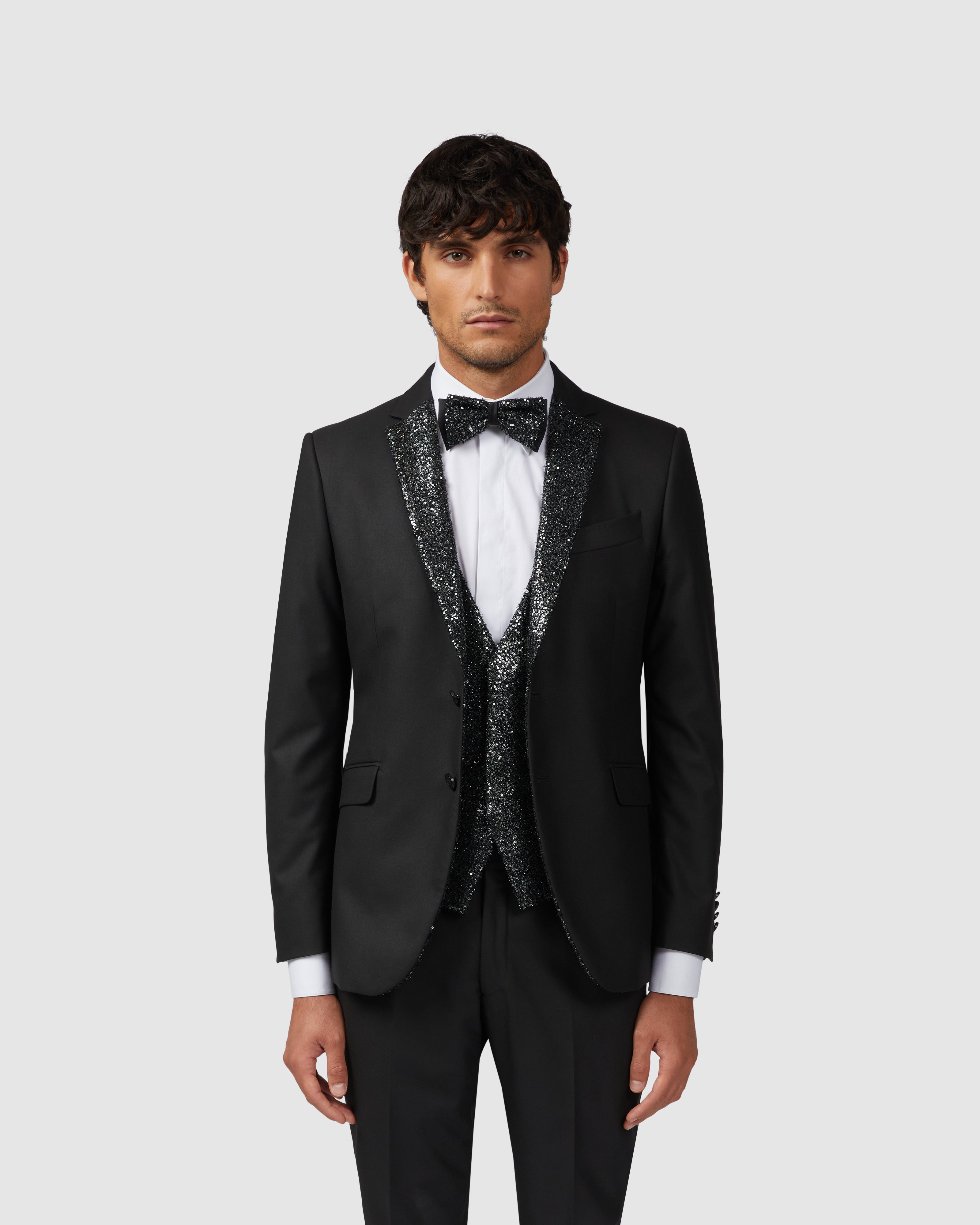 Completo 4 pezzi nero con rever paillettes