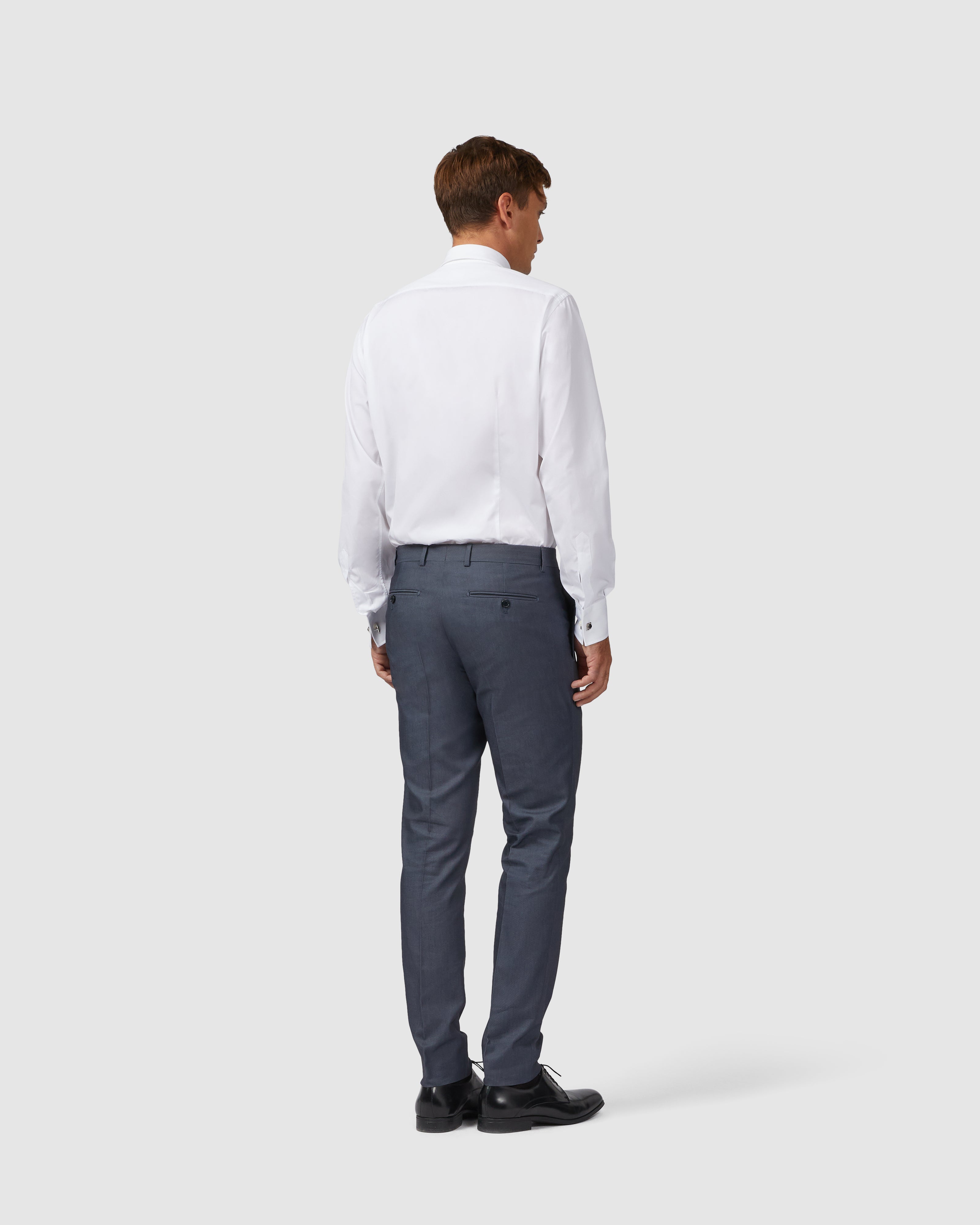 Camicia bianca in twill di cotone con collo italiano