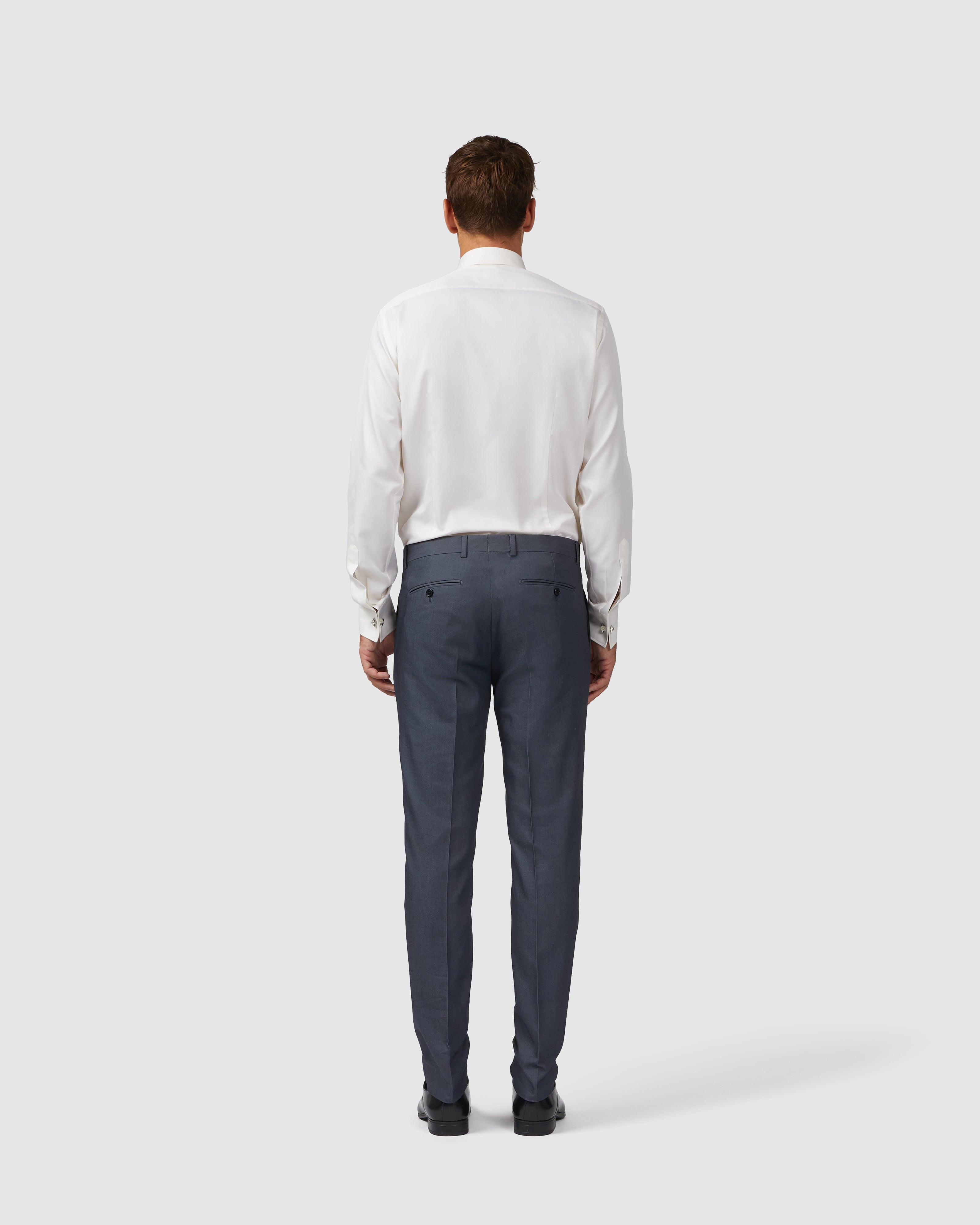 Camicia avorio in twill di cotone con collo italiano