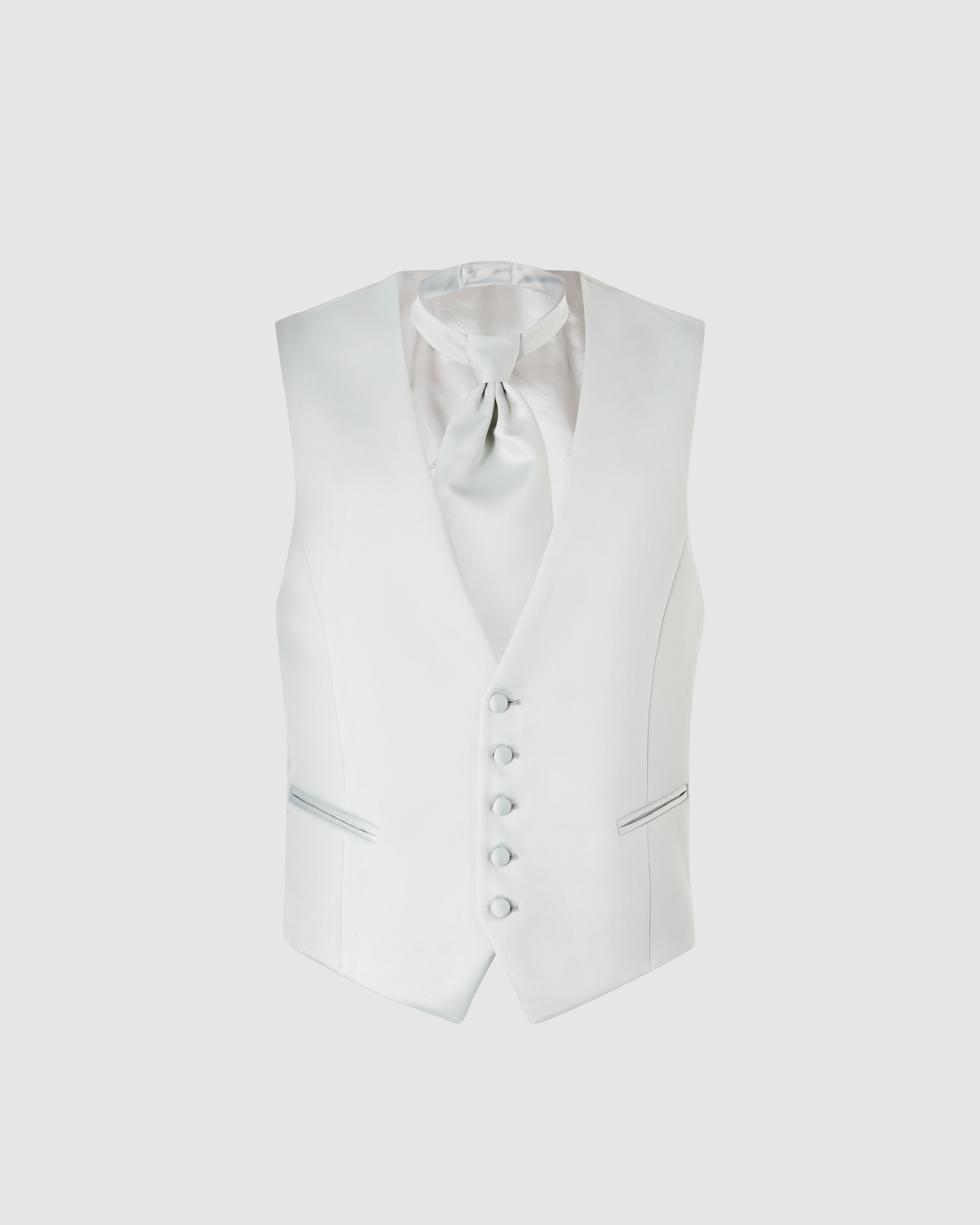 Gilet grigio perla 5 bottoni con ascot abbinato