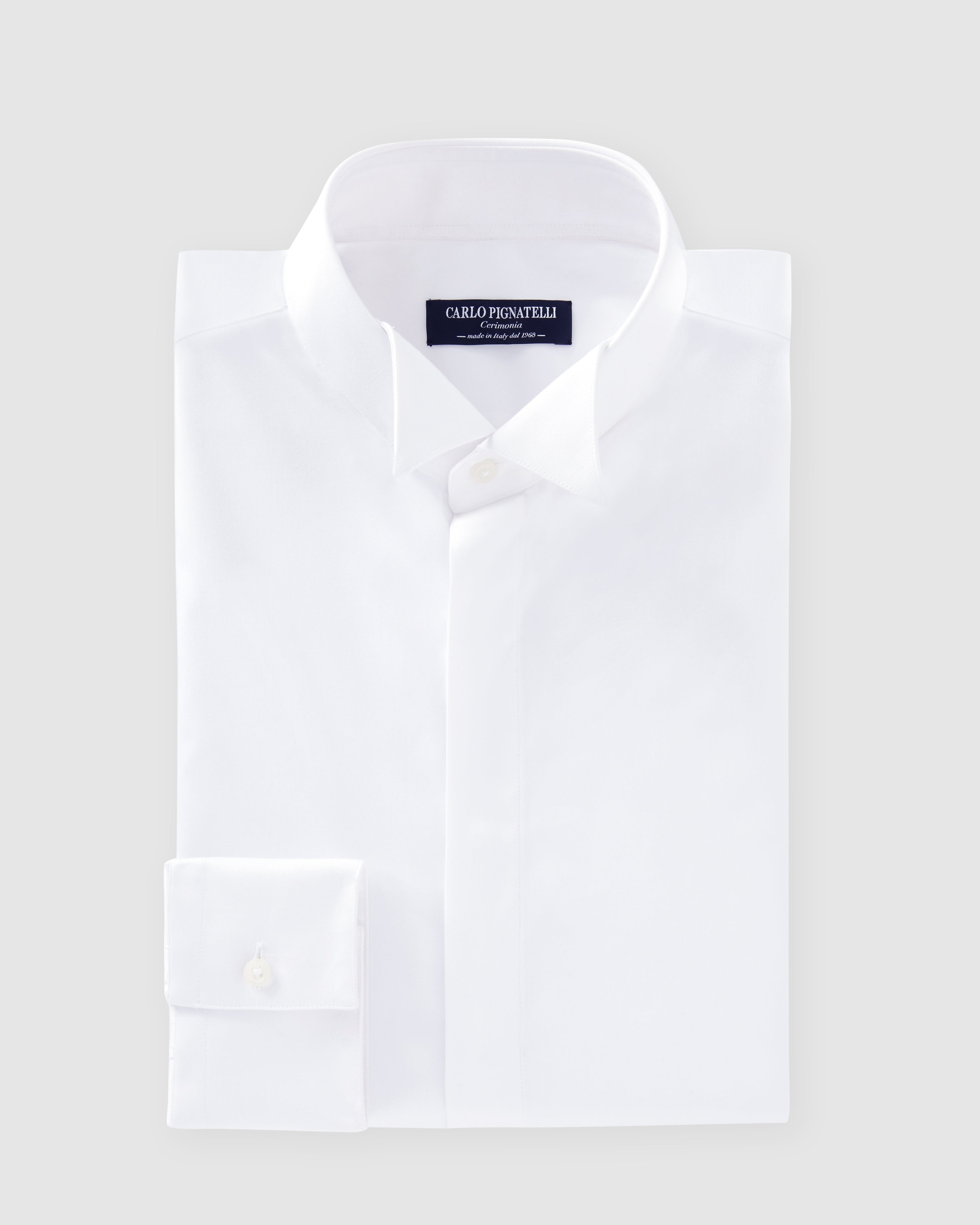 Camicia bianca in twill comfort con collo diplomatico