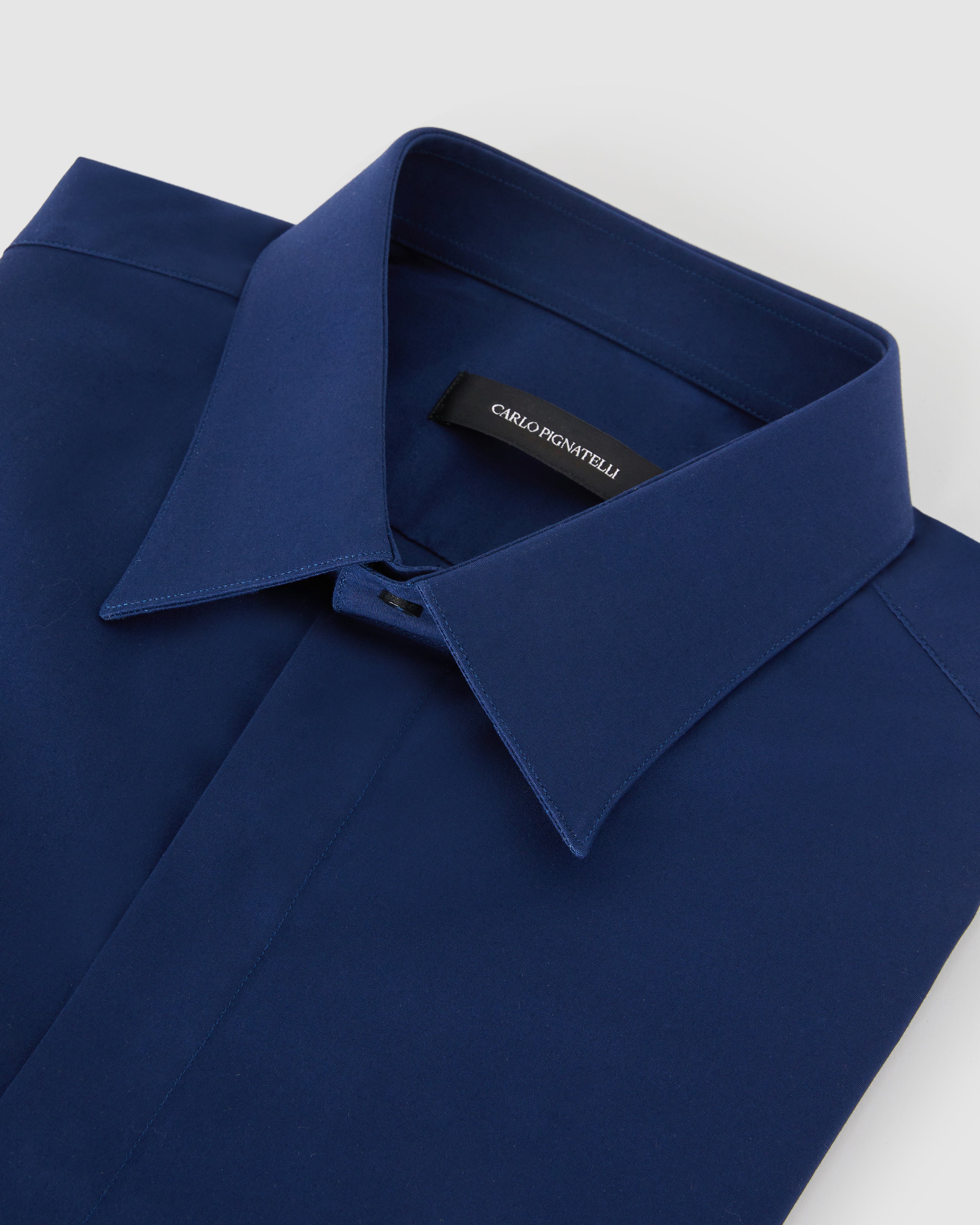 Camicia bluette in popeline comfort con collo italiano