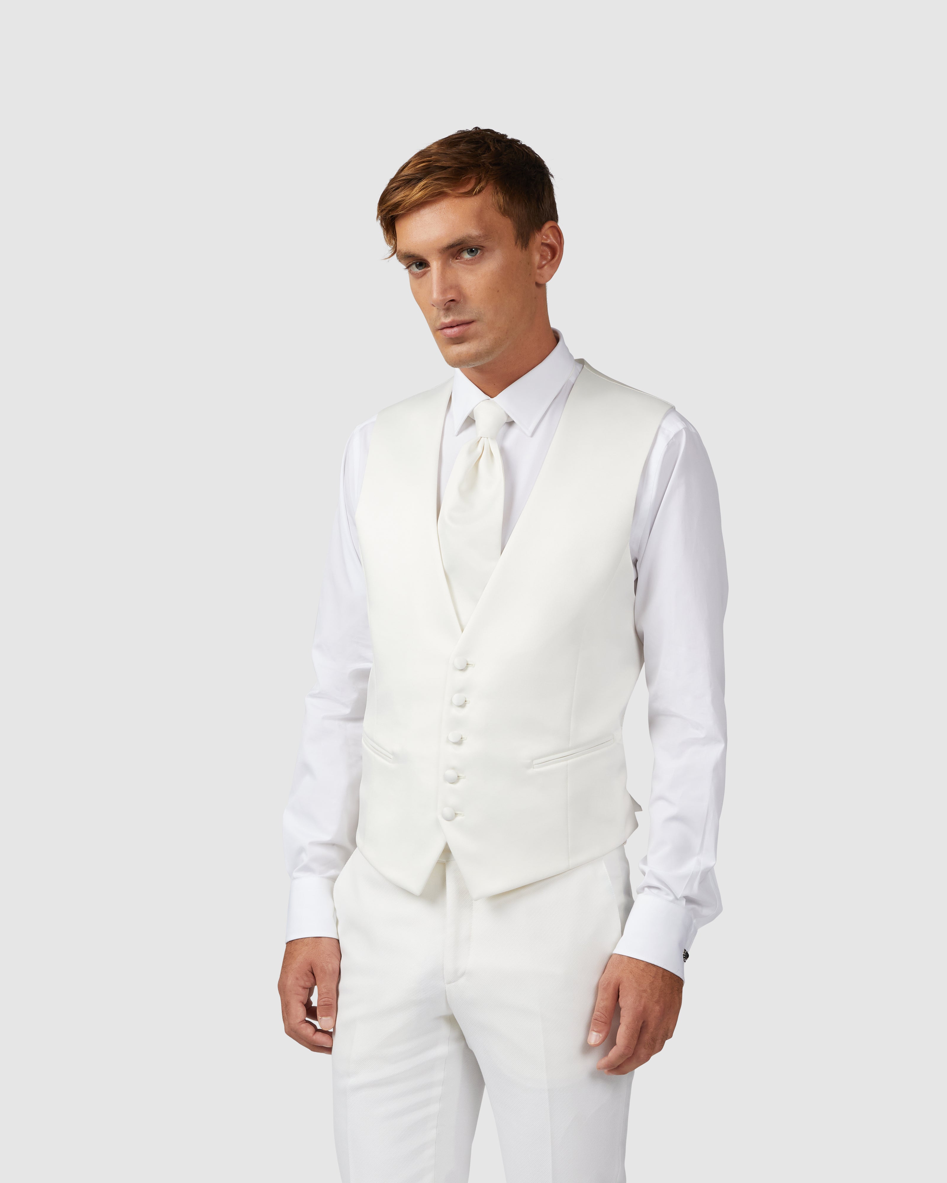 Ivory 5 button vest with matching ascot
