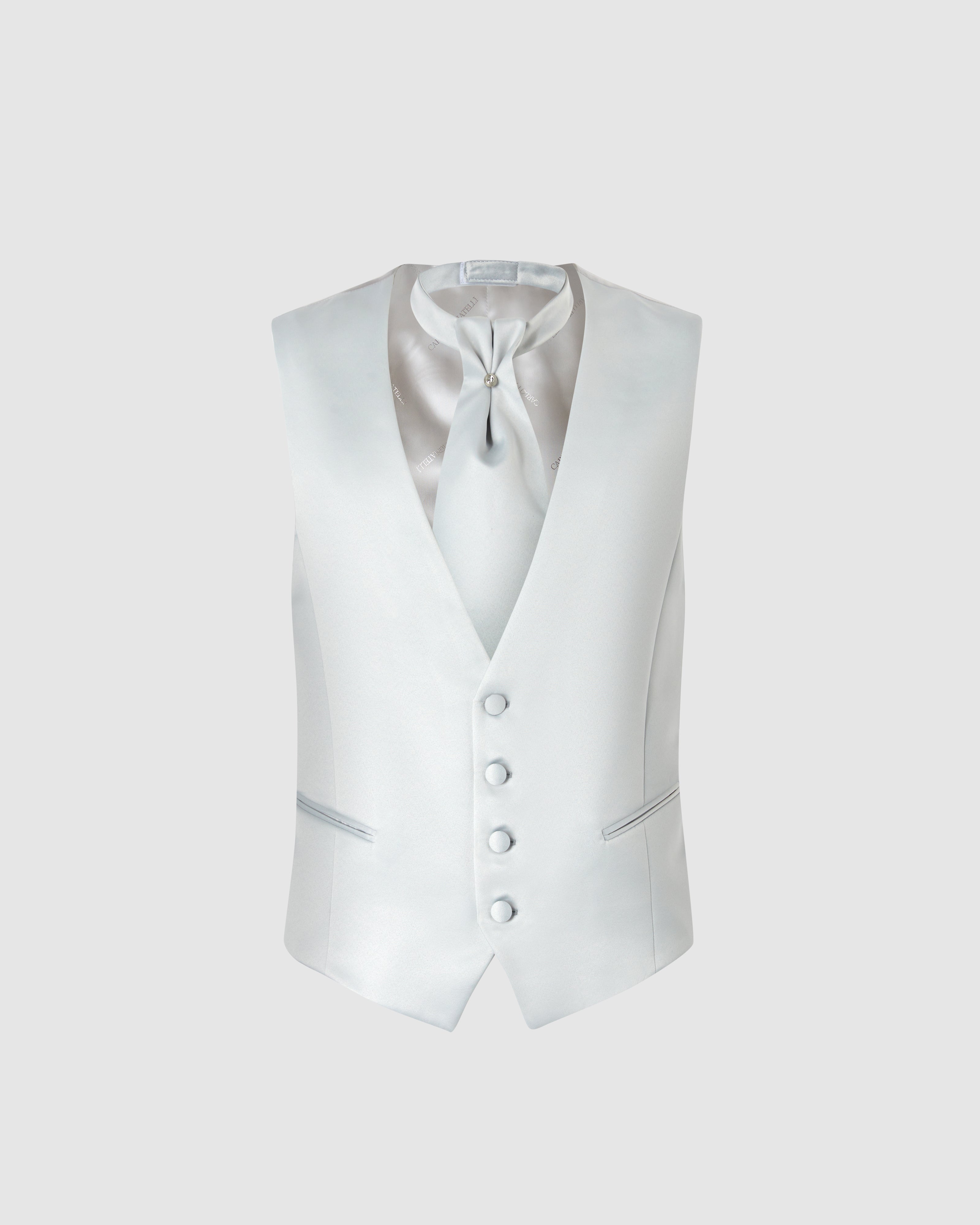 Gilet grigio perla 4 bottoni con ascot abbinato