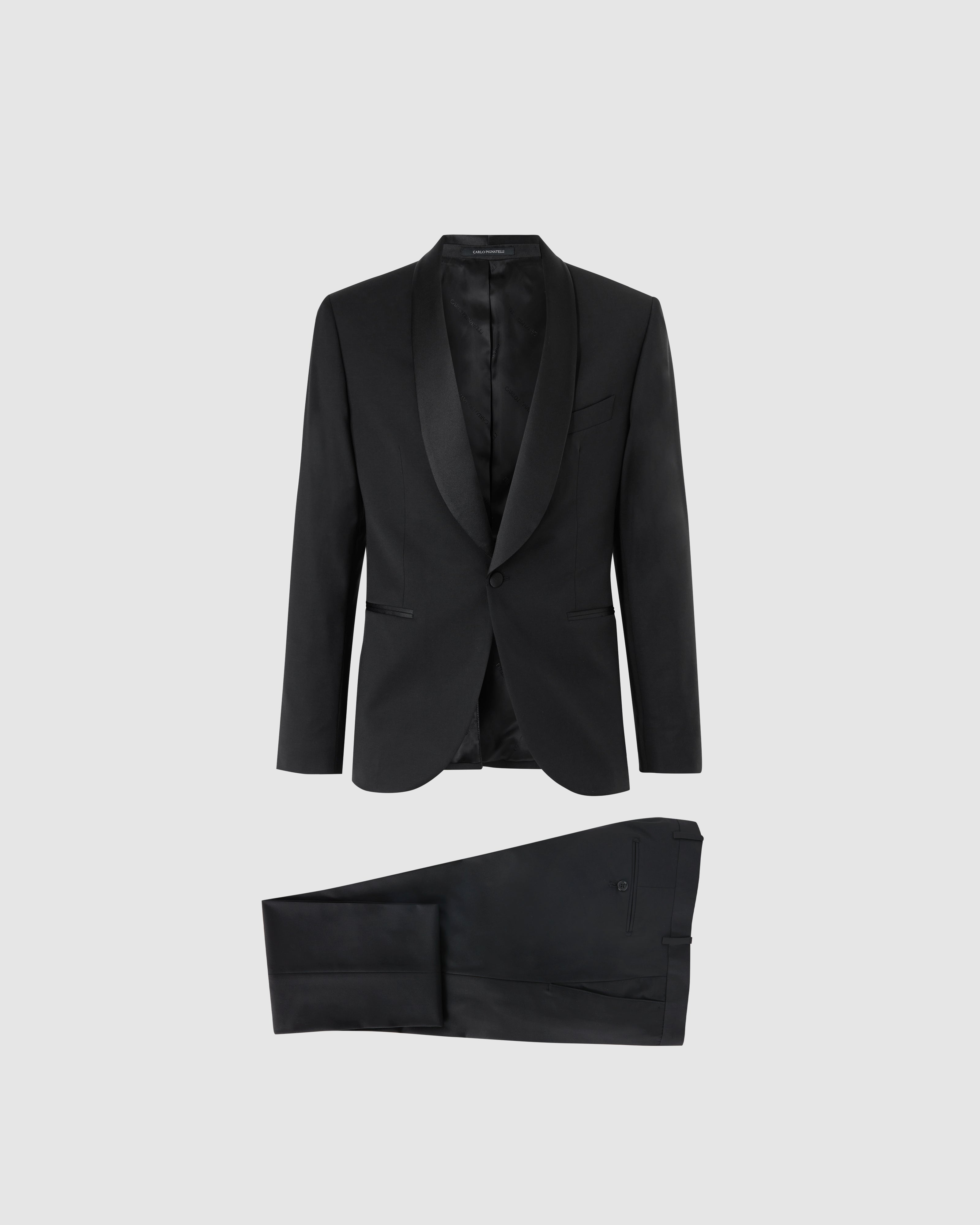 Abito smoking comfort nero con collo a scialle