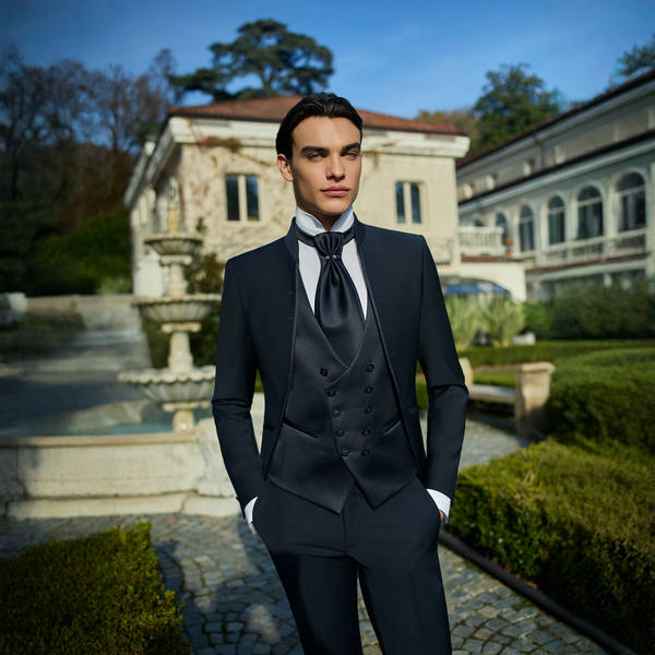 Costum ceremonie bej champagne Carlo Pignatelli nuntă